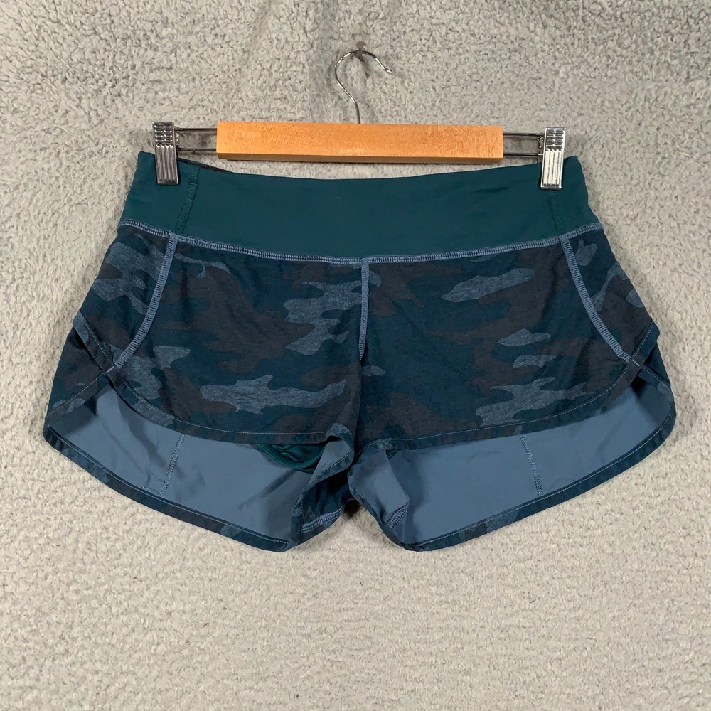 Lululemon Speed Up Shorts Women's Size 4 Blue Camo Running Low-Rise Lined 2.5"